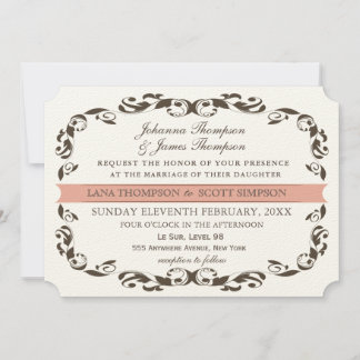 Invitation Élégant Mariage blanc de Filligree à la saveur vic