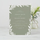 Invitation Élégant Mariage blanc de la feuille Boho Sage vert (Debout devant)