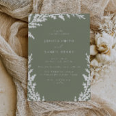 Invitation Élégant Mariage blanc de la feuille Boho Sage vert