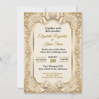 Invitation Élégant Mariage Blanc en Dentelle