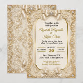 Invitation Élégant Mariage Blanc en Dentelle (Devant / Derrière)