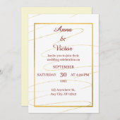 Invitation Élégant Mariage blanc et or (Devant / Derrière)