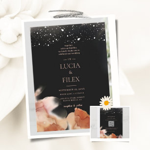 Invitation Élégant Mariage Blanc Et Orange Encre