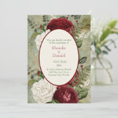 Invitation Élégant Mariage blanc et rouge foncé (Debout devant)