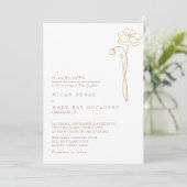 Invitation Élégant Mariage blanc Floral Or (Debout devant)