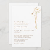 Invitation Élégant Mariage blanc Floral Or (Devant / Derrière)