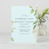 Invitation Élégant Mariage blanc Hydrangea Seafoam III (Debout devant)