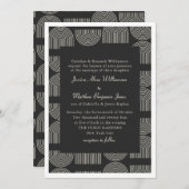 Invitation Élégant Mariage blanc noir blanc blanc (Devant / Derrière)