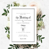 Invitation Élégant Mariage blanc noir élégant