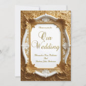 Invitation Elégant mariage Blanc Or Ornate Frame (Devant)