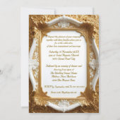 Invitation Elégant mariage Blanc Or Ornate Frame (Dos)