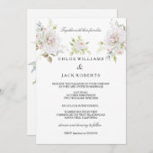 Invitation Élégant mariage blanc rose bouquet (Devant / Derrière)