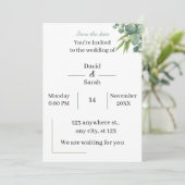 Invitation Élégant Mariage blanc vert (Debout devant)