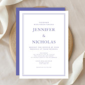 Invitation Élégant Mariage blanc violet classique