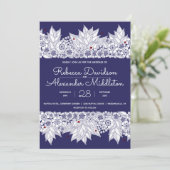 Invitation Elégant Mariage bleu blanc (Debout devant)