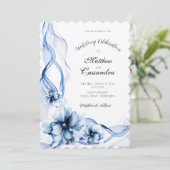 Invitation Elégant Mariage bleu bleu marine (Debout devant)
