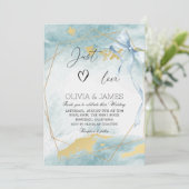 Invitation Elégant Mariage bleu de luxe - Moderne Classic Par (Debout devant)