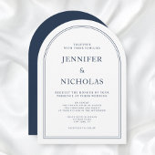 Invitation Élégant Mariage bleu de marine classique