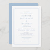Invitation Élégant Mariage bleu en poudre (Devant / Derrière)