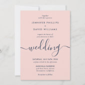 Invitation Élégant Mariage bleu et bleu marine moderne (Devant)