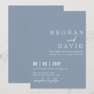 Invitation Élégant Mariage bleu foncé simple écrit main