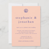 Invitation Elégant Mariage bleu marine de pêche côtière (Devant)