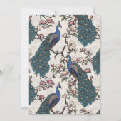 Invitation Elégant Mariage bleu paon et fleurs de Magnolia (Dos)