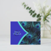Invitation Élégant Mariage bleu Turquoise et bleu royal Peaco (Debout devant)