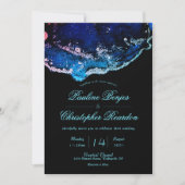 Invitation Élégant Mariage bleu violet à bijou (Devant)