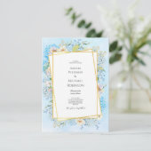 Invitation Élégant Mariage Blue Hydrangea (Debout devant)