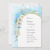 Invitation Élégant Mariage Blue Hydrangea (Devant)