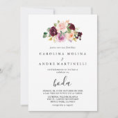 Invitation Élégant Mariage Boda Fleurs Multicolores (Devant)