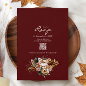 Invitation Élégant Mariage Bohème d'Automne aux Fleurs de Bou