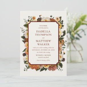 Invitation Élégant Mariage Bohème Fleur Sauvage Aquarelle