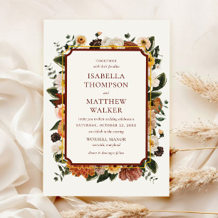 Invitation Élégant Mariage Bohème Fleur Sauvage Aquarelle