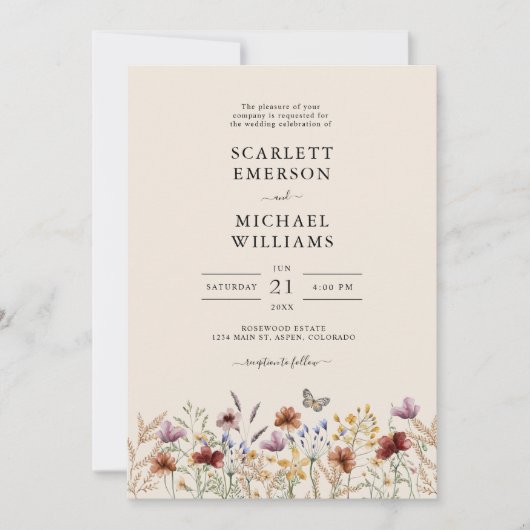 Invitation Elegant Mariage Boho (Devant)