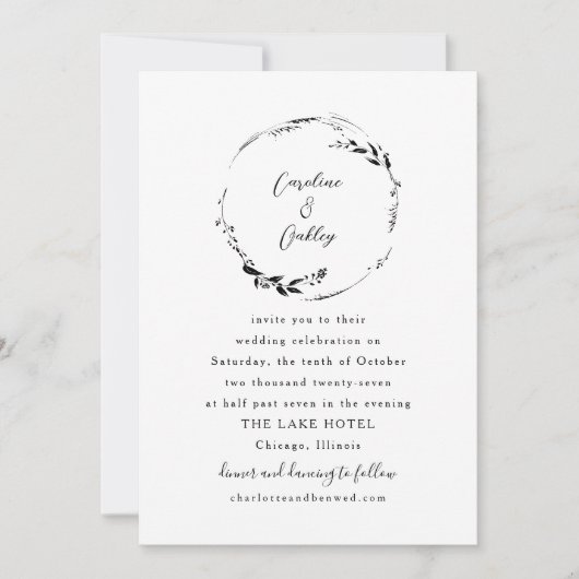 Invitation Élégant Mariage Boho de courge blanche noire (Devant)