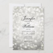 Invitation Elégant Mariage Bokeh éclaire Romantique Argent (Devant)