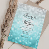 Invitation Elégant Mariage Bokeh Lumières Plage Romantique Om