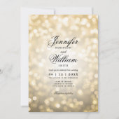 Invitation Elégant Mariage Bokeh Lumières Script romantique O (Devant)