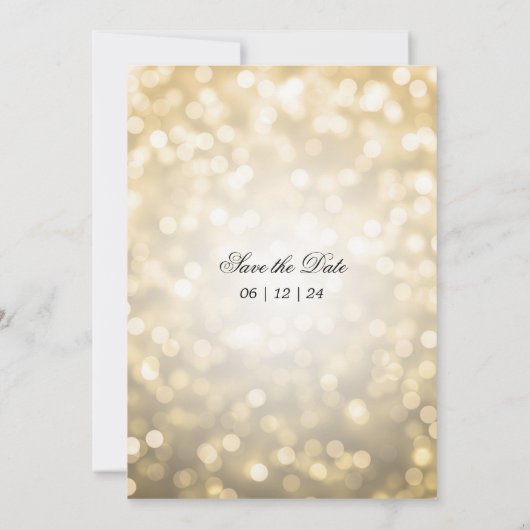 Invitation Elégant Mariage Bokeh Lumières Script romantique O (Dos)