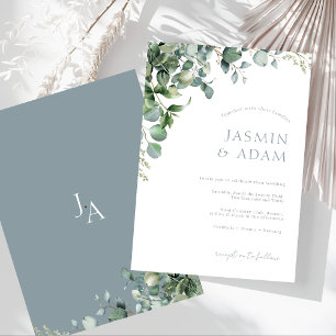 Invitation Élégant mariage botanique à la verdure d'eucalyptu