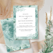 Invitation Elégant Mariage botanique argent Sage Aquarelle