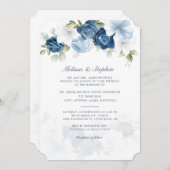 Invitation Elégant Mariage botanique bleu Dusty (Devant / Derrière)
