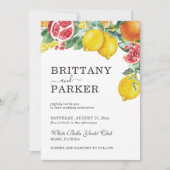 Invitation Elégant Mariage botanique d'aquarelle de Citrus (Devant)