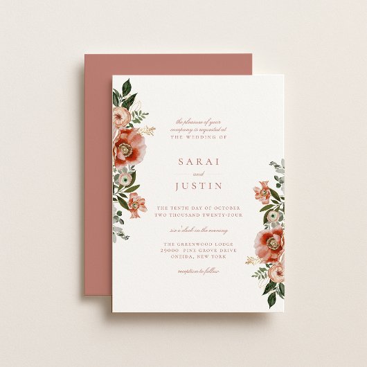 Invitation Élégant Mariage botanique d'automne