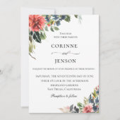 Invitation Élégant Mariage botanique de corail de la marine (Devant)