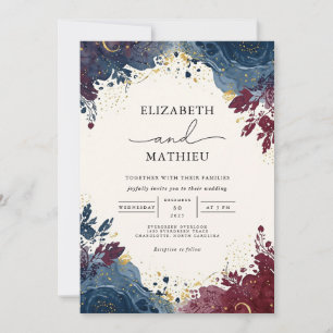 Invitation Élégant Mariage botanique de la Bourgogne