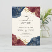 Invitation Elégant Mariage botanique de la marine et de la Bo (Debout devant)
