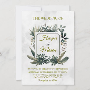 Invitation Élégant mariage botanique de verdure de sauge